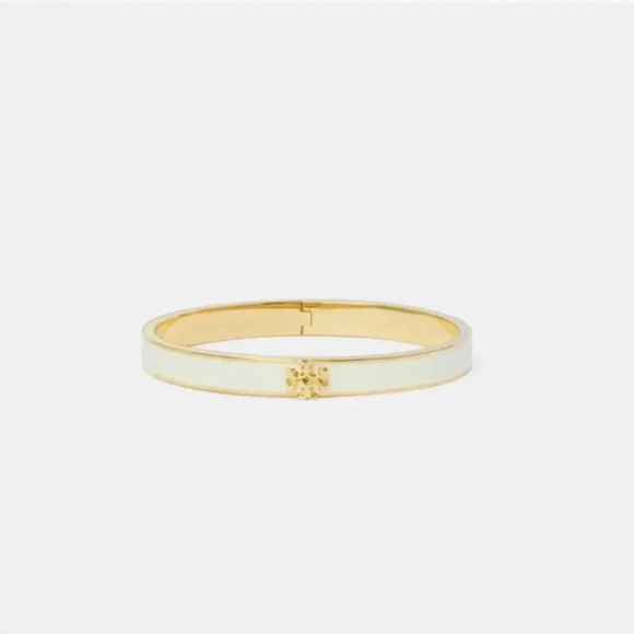 NOT FOR SALE Tory Burch Goldtone & White Slim Leather Inlay Cuff - Picture 3 of 4